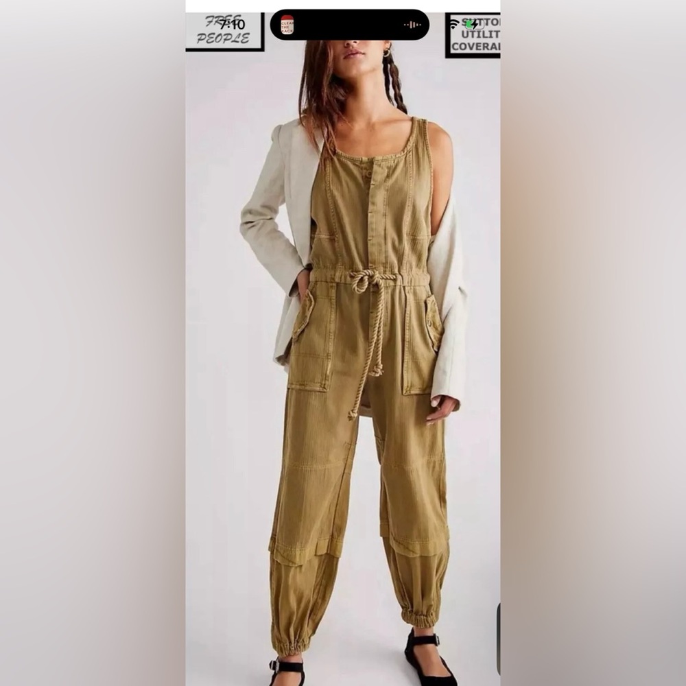 FREE PEOPLE Sutton Utility Coverall Romper Jumpsuit X-Large